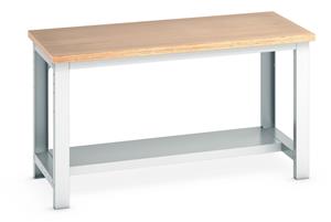 Bott MPX Top Workbench with Half Shelf - 1500Wx750Dx840mmH Industrial Bench with Half Depth Shelf Under for Storage 41003085 